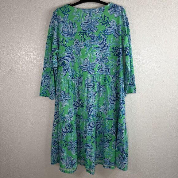 NWT Lilly Pulitzer Mini Geanna Swing Dress Green Floral XL 12 - 14 Kids Cotton - Picture 5 of 11